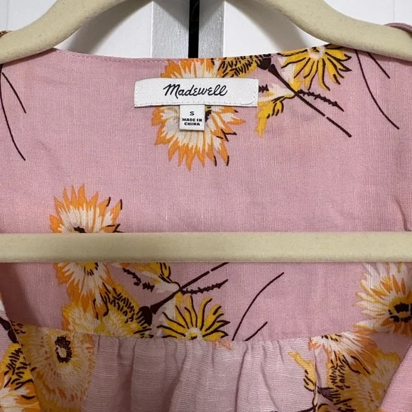Madewell Pink and Yellow Floral Button-Front Top - Picture 3 of 5